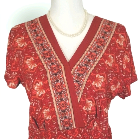 Floral Pattern Cotton short sleeves Dress. XL - Picture 4 of 12